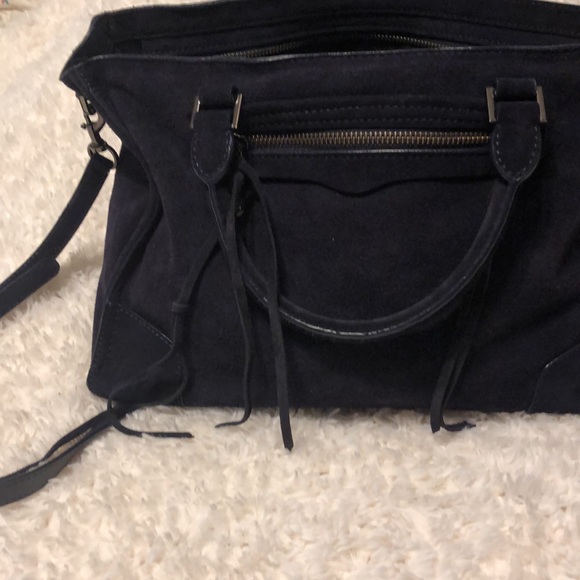 Rebecca Minkoff Suede Navy Crossbody Satchel - Picture 2 of 6